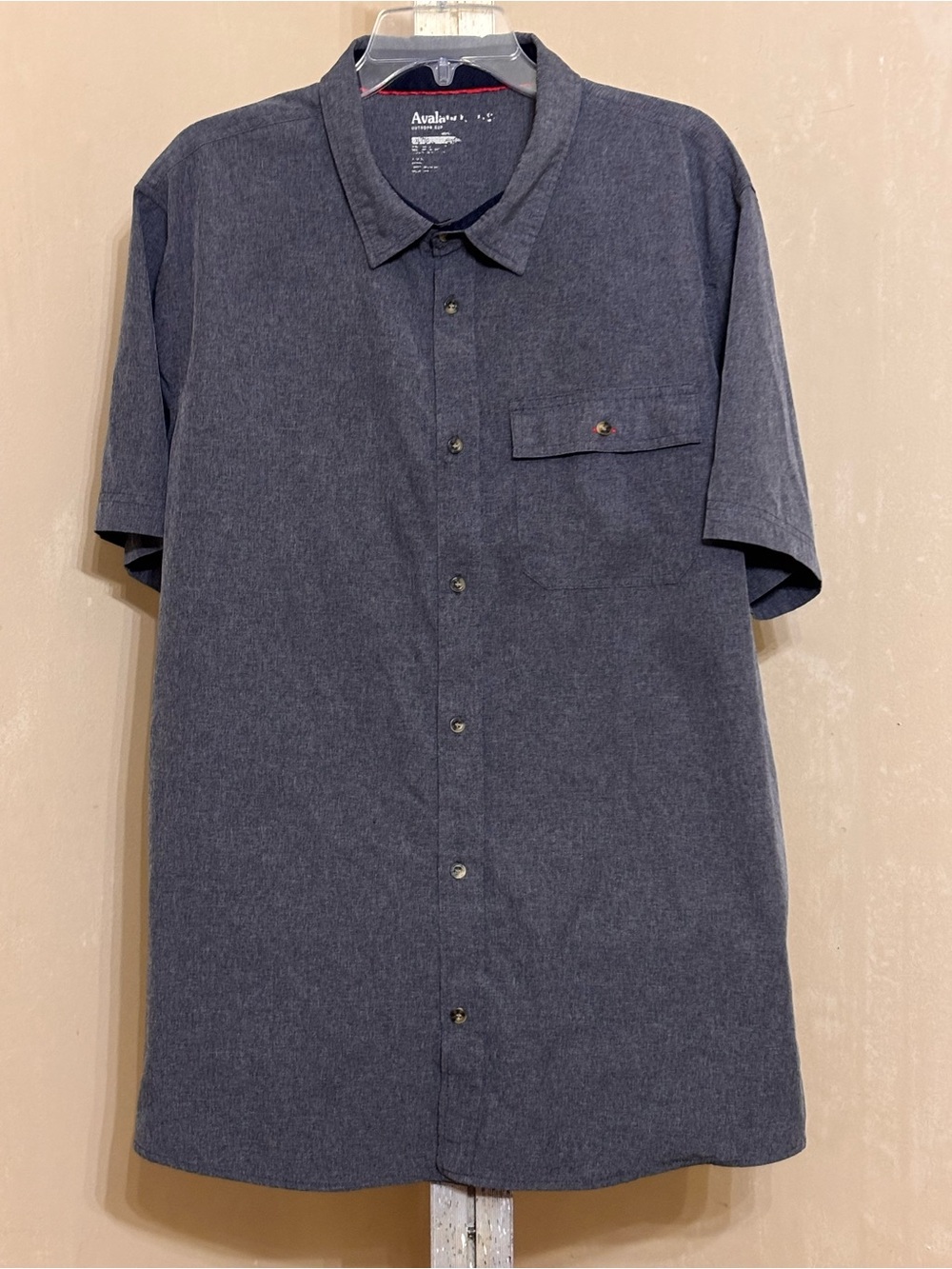 Avalon Men’s Short-Sleeve Button-Down Shirt in Dark Gray Sz XL